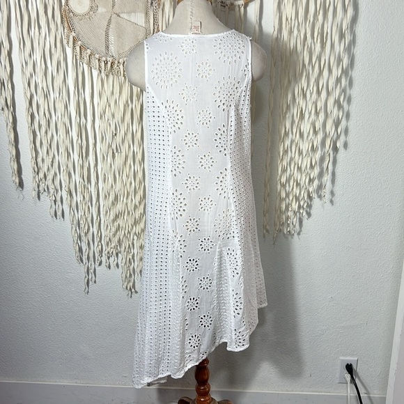 Sundance White Jasper Springs Eyelet Asymmetrical Hemline Summer Dress Size 8 - Picture 6 of 8